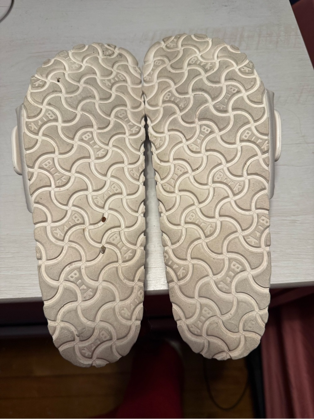Birkenstock Madrid White Slide Sandals with Gold Buckles - Picture 3 of 3